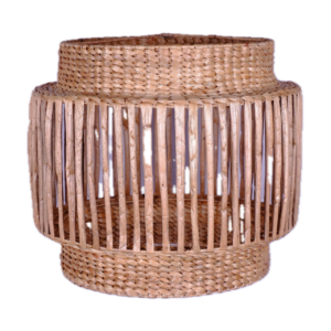 Tabung Krawang pendant lamp with handwoven natural fiber design