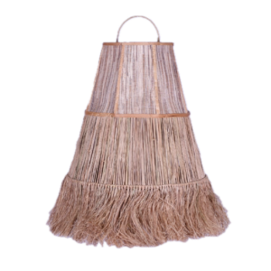 Tenun Rumbai pendant lamp with handwoven natural fiber and fringed design