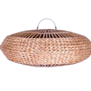 UFO Krawang pendant lamp with handwoven natural fiber design